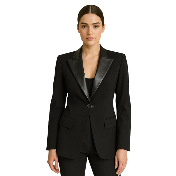 Plein Sud Jeanius Designer Luxury Two Tone Contrast Collar Black Blazer - Picture 1 of 6
